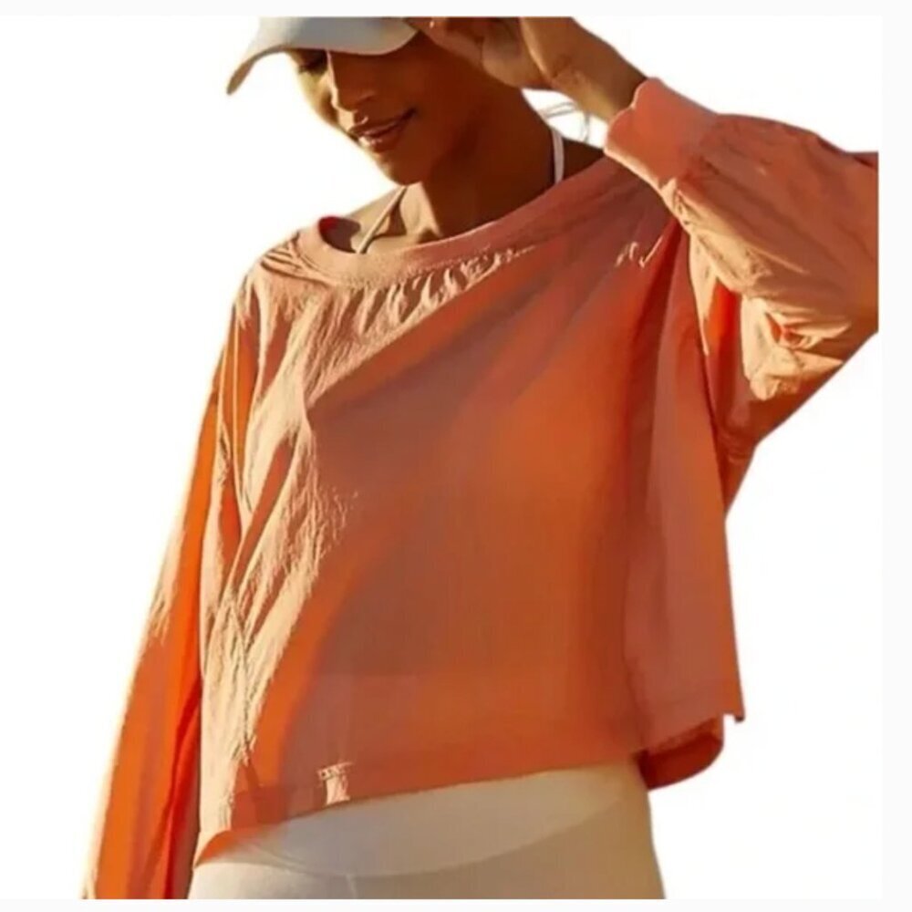 Anthropologie Daily Practice Nylon Pullover Coral